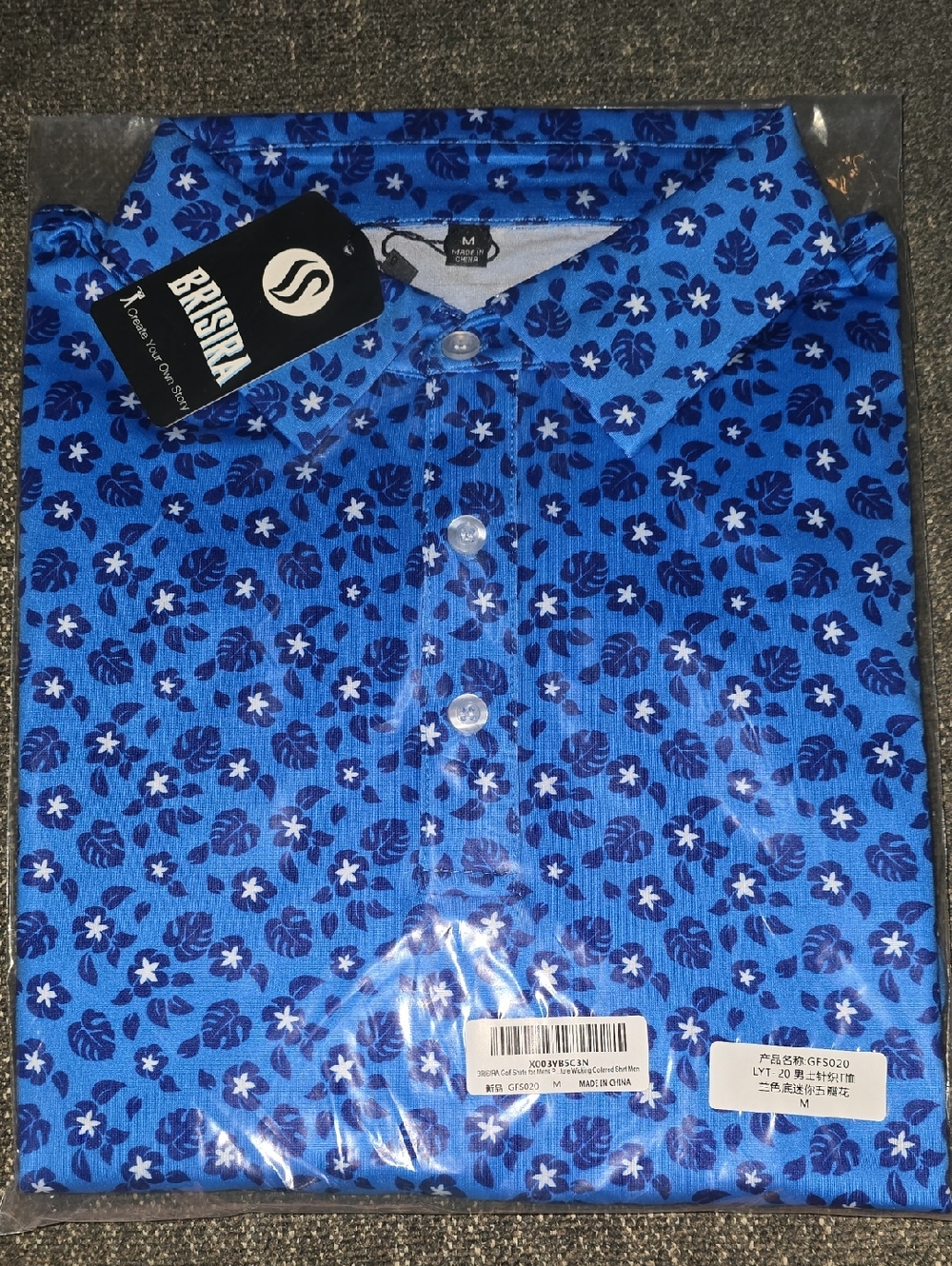 Men’s Blue Floral Brisira Golf Shirt